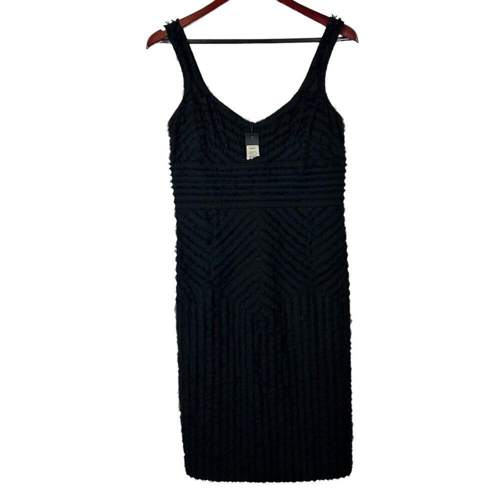 NEW TALBOTS size 6 Black silk cocktail dress knee length sheath textured